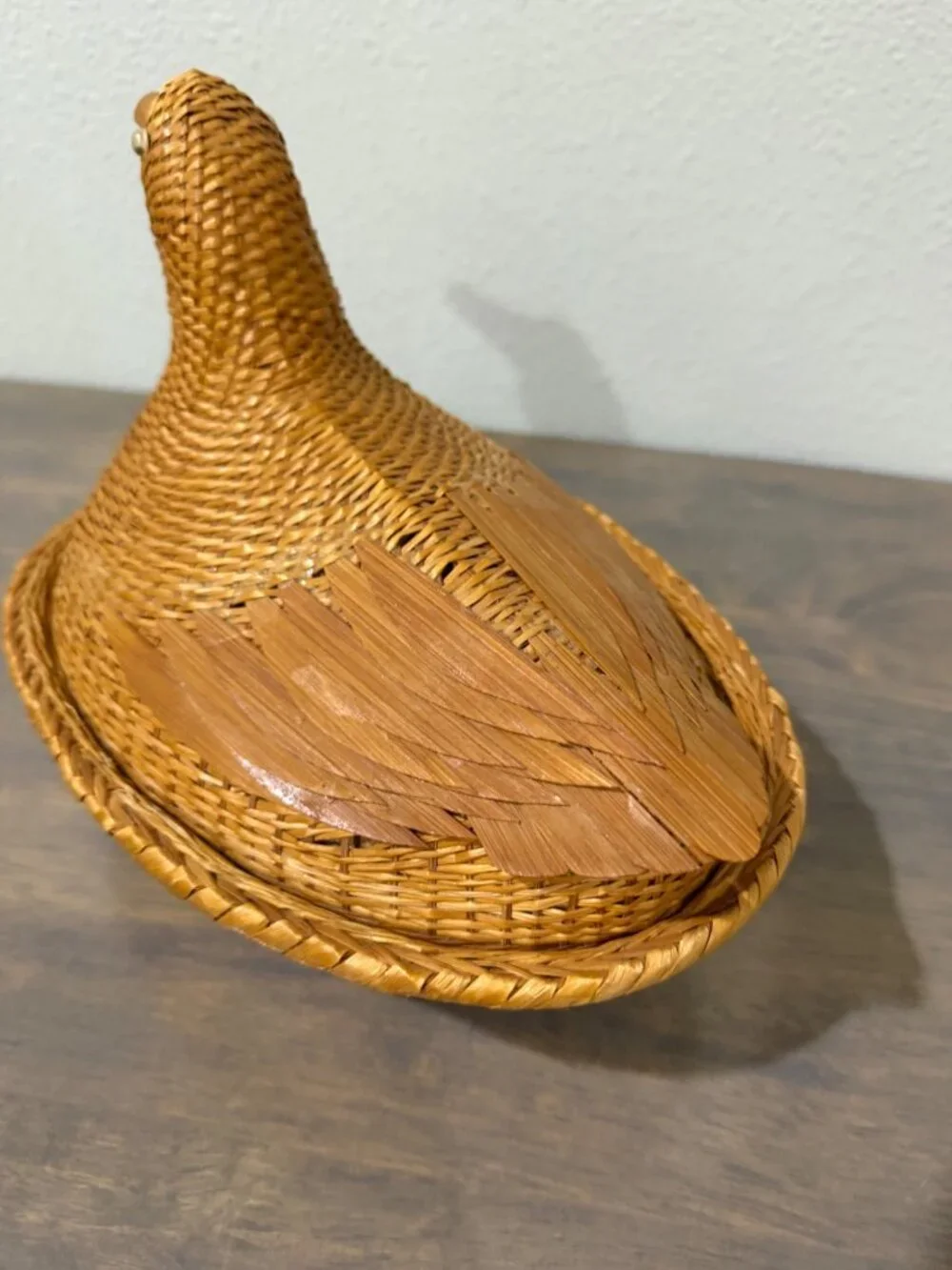 Vintage Wicker Rattan Bird Duck Basket
